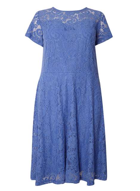 DP Curve Blue Lace Midi Fit And Flare Dress